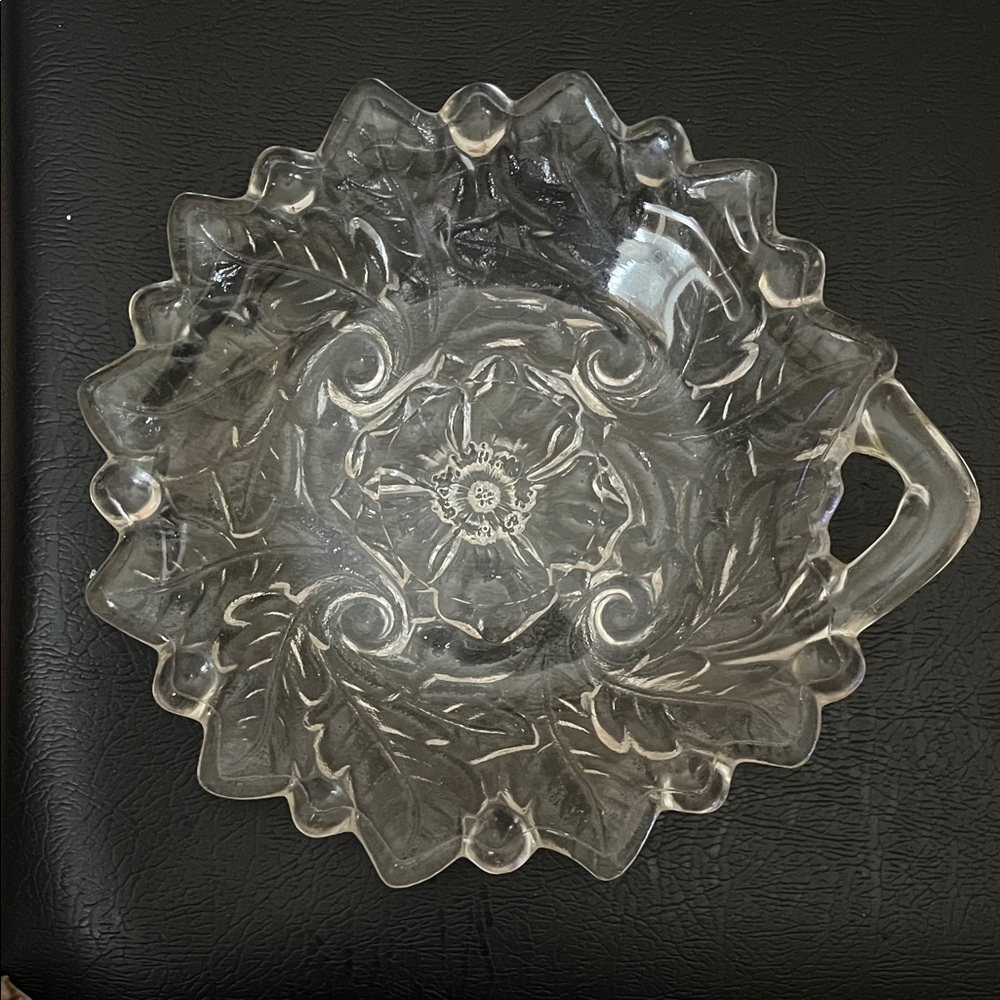 Clear Glass Floral Candy/ Trinket Dish